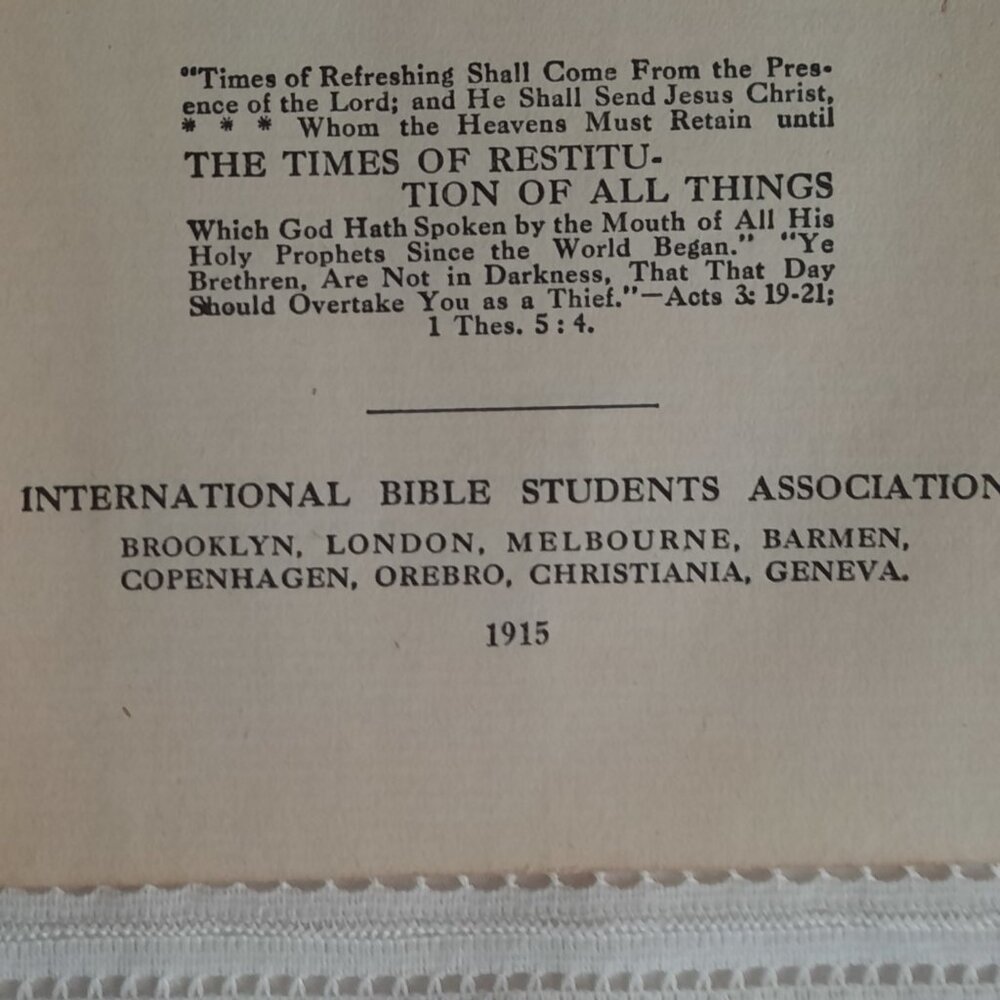 The Time Is At Hand, Studies in The Scriptures 1915, Jehovah's Witnesses, Winged - Picture 9 of 13